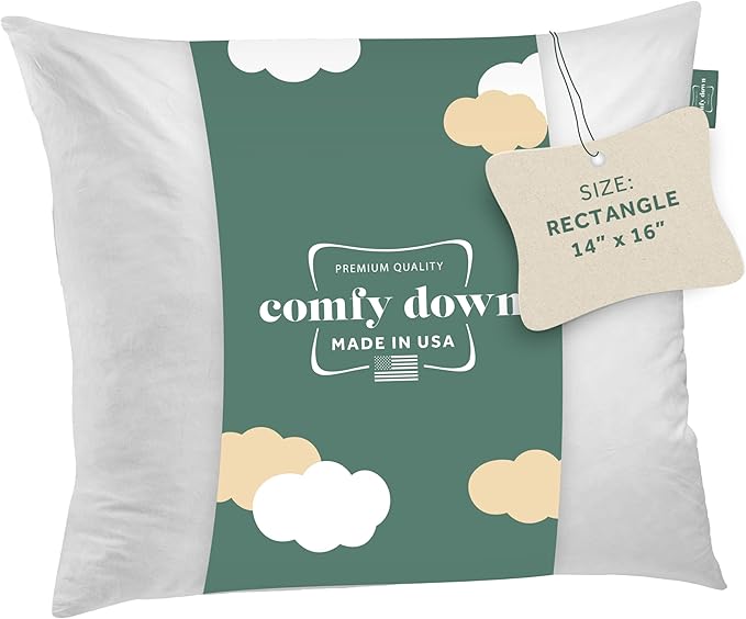 ComfyDown 14x16 Throw Pillow Insert, Down & Feather Fill, 100% Cotton Cover, Made in USA – Premium Soft Decorative Pillow Form Sham Stuffer for Bed, Sofa & Couch