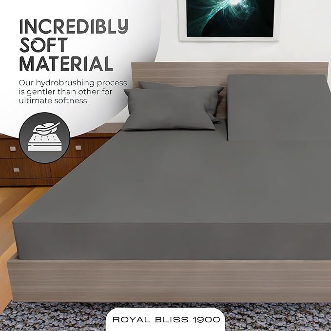 Top Split California King Sheet Set for Adjustable Bed 4 Pcs, Double Brushed Microfiber Split Head Sheets, Ultra Cooling 16in Deep Pocket Wrinkle Resistant (Dark Grey)
