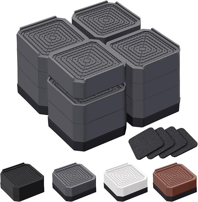 ANNKUT Bed Risers and Furniture Risers, Heavy Duty Adjustable Lifting Blocks for Couches, Desks, and Chairs, Elevates 1.5、3 or 4.3 Inches, Holds up to 4000 lbs (Grey)