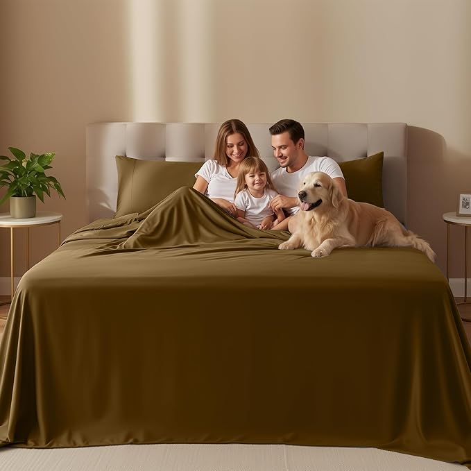 Utopia Bedding King Size Sheet Set – 4 Piece Bed Sheets, Soft and Breathable Microfiber, Includes 1 Fitted Sheet, 1 Flat Sheet and 2 Pillowcases – Oeko Tex (Mocha)