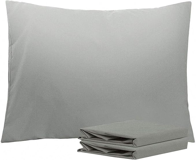 NTBAY Standard Pillowcase Set - 2 Pack Brushed Microfiber 20x26 Pillowcases - Soft, Wrinkle-Free, Fade-Resistant, Stain-Resistant, Smoke Grey Pillowcases with Envelope Closure - 20x26 Inches