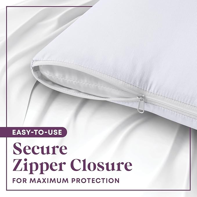 CirclesHome Wedge Pillow Cover 100% Cotton, Zippered Wedge Pillow Case Protector, Soft, Hypoallergenic & Breathable - 25x26x10”