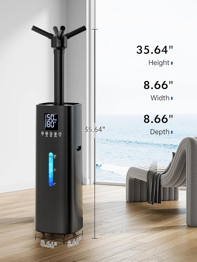 15L/4Gal Humidifier Large Room, 600mL/h Misting, 1200ft² Coverage, Auto Humidity Control, 72H Runtime, Top Fill, Aroma Diffuser, Sleep Mode, 12H Timer, Auto Shutoff Protection