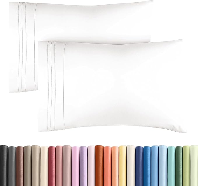 King Standard Pillow Cases Set of 2 - Soft Hotel Quality Pillowcase Covers - Comfy, Cozy, Fade and Wrinkle Resistant - Machine Washable Pillow Protectors - 2 Piece Set - King Standard Antique White