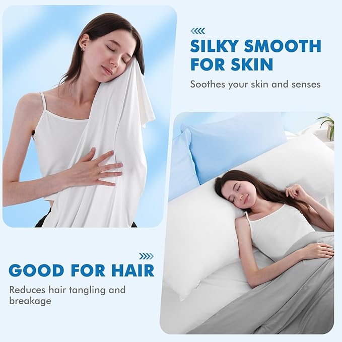 Avolare Cooling Body Pillow Cases 1 Pack,Arc-Chill 3.0 Cooling Body Pillow Cover for Hot Sleepers with Zipper(Q-Max>0.5), Soft Silky 20" x 54" Summer Long Pillow Cases for Hair and Skin- White