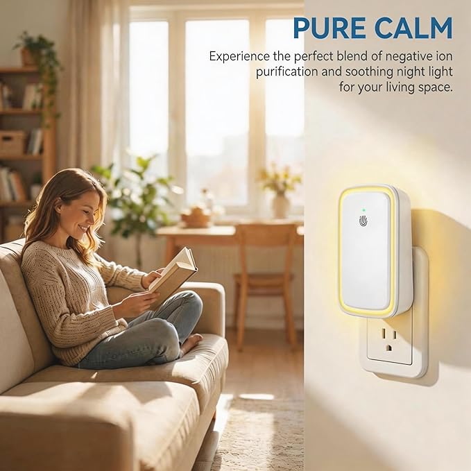 Plug In Air Ionizer 4Pack Negative Ion Air Purifiers Quiet Air Freshener for Home Bedroom Office Basement - Portable Mini Air Cleaner Odor, Smoke, Dust, Pet Smell