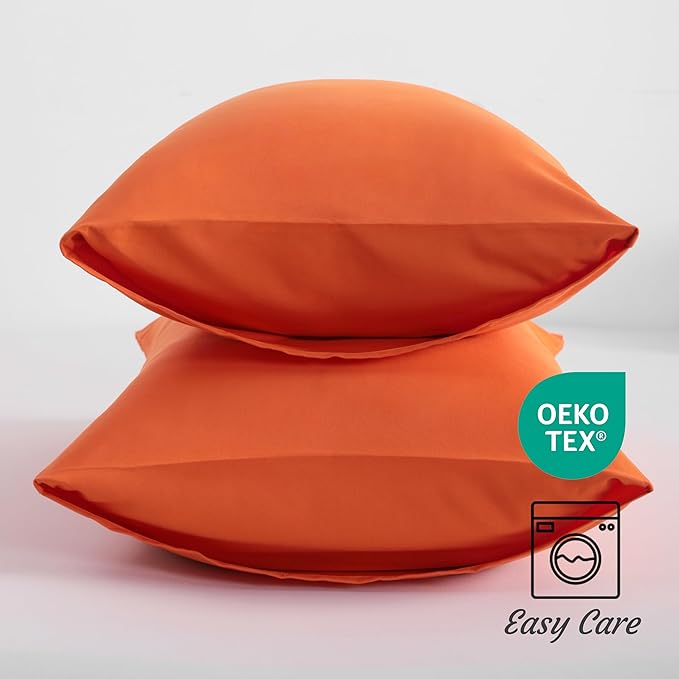 NTBAY King Pillow Cases Set of 2, 2 Pack Brushed Microfiber 20x40 Pillow Cases, Soft, Wrinkle, Fade, Stain Resistant Brunt Orange Pillow Cases with Envelope Closure, 20x40 Inches, Brunt Orange