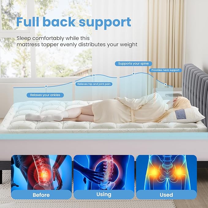 DUMOS Dual Layer Memory Foam Mattress Topper, Gel Memory Foam Mattress Topper and Pillow Top Mattress Pad Cover for Body Pressure Relief, Soft Thick Topper with 8-16 Inch Deep Pocket, California King