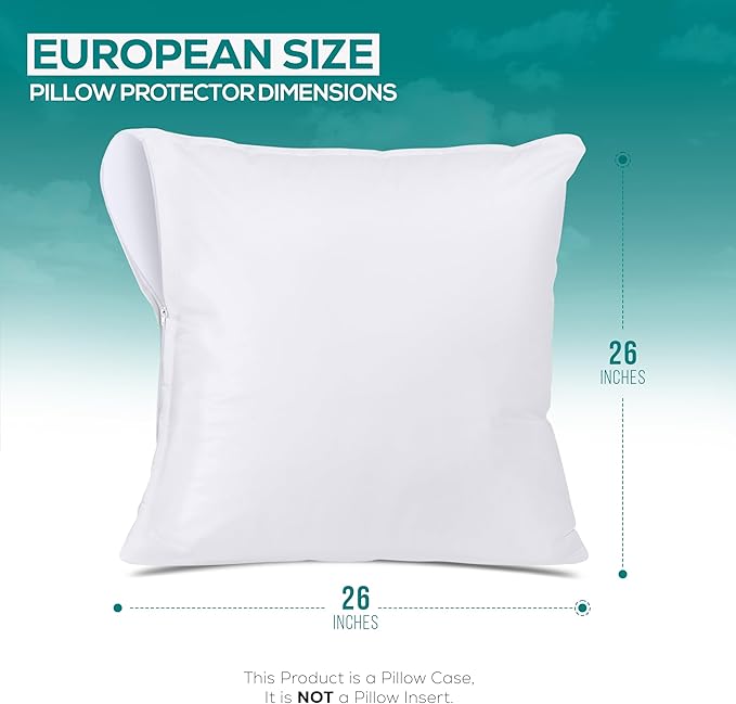 Utopia Bedding 4 Pack Waterproof Throw Pillow Protectors with Zipper 26 x 26 Inches (White), Bed Bug Proof Pillow Case Covers, Moisture Wicking Pillow Encasements