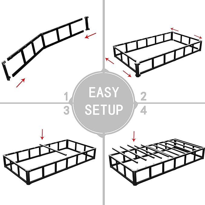 ALDRICH Box Springs Twin 9 Inch, Heavy Duty Metal Frame Mattress Foundation with Easy Clean Cover, Noise Free, Easy Assembly
