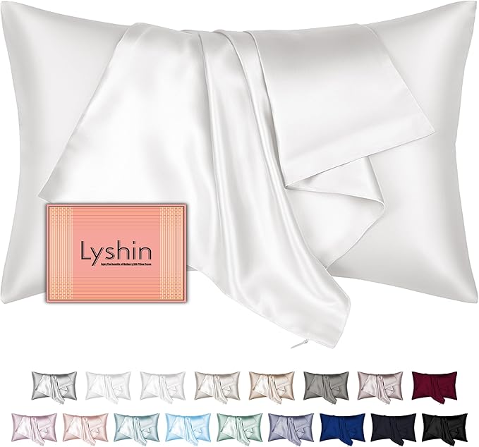 Silk Pillow Cases Queen Size with Hidden Zipper, Mulberry Silk Pillowcase for Hair and Skin, Smooth and Soft Breathable Cooling Silk Satin Pillow Covers for Sleeping, Gifts for Women, Ivory