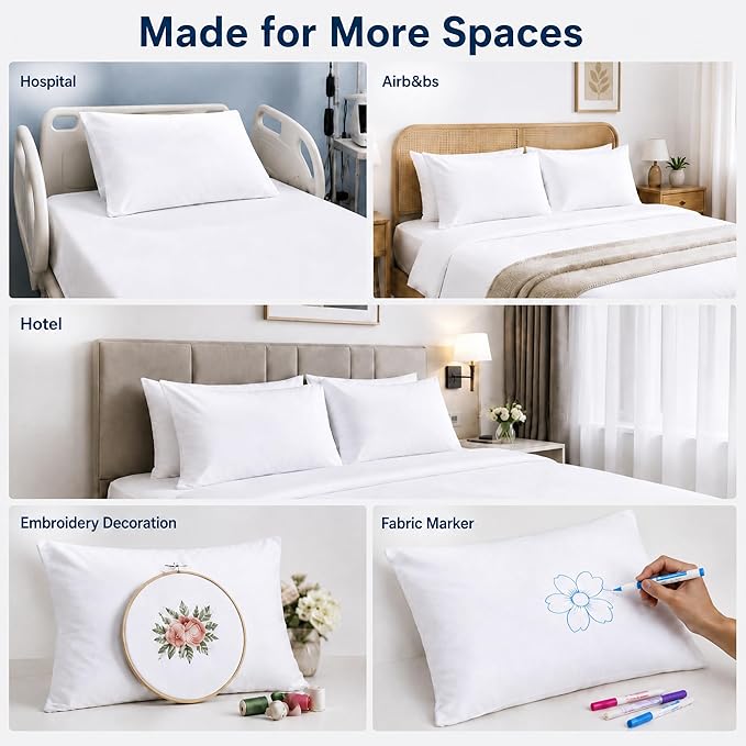 ZPECC White Pillow Cases Bulk 24 Pack - Standard Pillowcases with Envelope Closure, Soft Brushed Microfiber Pillow Cover for Hotel Airb&bs Hospital Bedding Essential