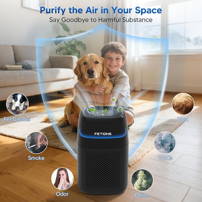 Air Purifier for Bedroom Up to 1250 ft², H14 True HEPA Air Purifier for Home Pets, Small Air Purifier with Sleep Mode, 4 Fan Speeds, 5 Night Light Modes, Fragrance Function
