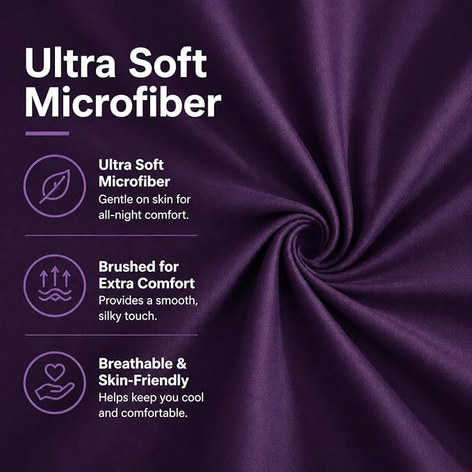 EVOLIVE Body Pillow Cover 21"x54", Ultra Soft Microfiber Pillowcase with Hidden Zipper, Breathable, Machine Washable, for Pregnancy & Side Sleepers, Cover Only (21"x54" Body Pillow Cover, Purple)