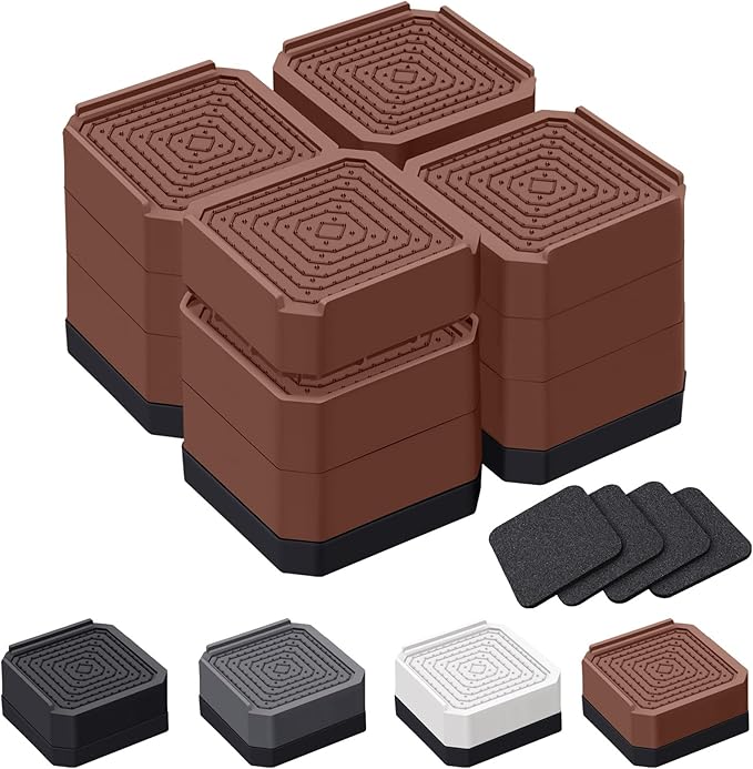 ANNKUT Bed Risers and Furniture Risers, Heavy Duty Adjustable Lifting Blocks for Couches, Desks, and Chairs, Elevates 1.5、3 or 4.3 Inches, Holds up to 4000 lbs (Brown)