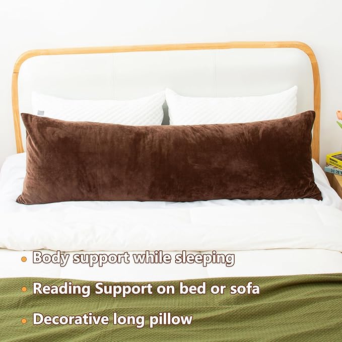 1 MIDDLE ONE Body Pillow, Memory Foam Body Pillows for Adults Sleeping, Long Pillow for Bed, Big Large Firm Full Body Pillow for Side Sleeper, 20x54 Inch, Coffee
