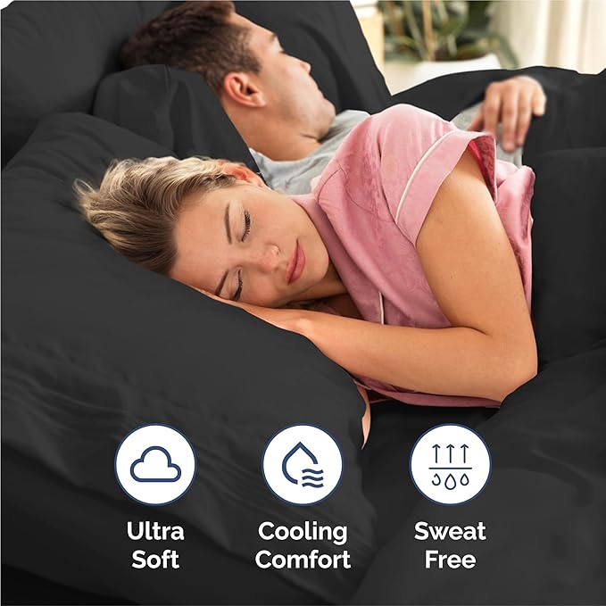 King Size 4 Piece Sheet Set - Comfy Breathable & Cooling Sheets - Hotel Luxury Bed Sheets for Women & Men - Deep Pockets, Easy-Fit, Extra Soft and Wrinkle Free Sheets - Black Oeko-Tex Bed Sheet Set