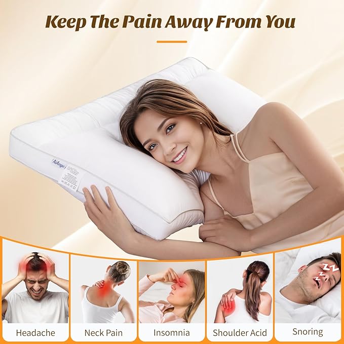 Goose Down Pillow Queen Size Set of 2, 1250+ Fill Power, 600 Thread Count Cotton Shell, for Side, Back(White,Queen(Pack of 1))