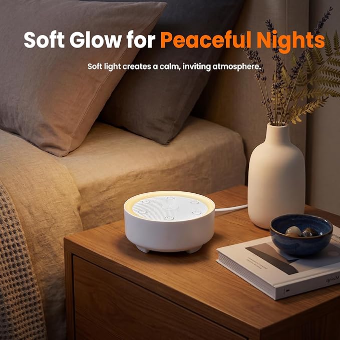 Kipcush Sleep Sound Machine - 21 High-Fidelity Non-Looping Sounds, Portable White Noise Machine for Baby, Kids & Adults, Dimmable Night Light, 6 Auto-Off Timers, USB Powered for Travel, Home & Office