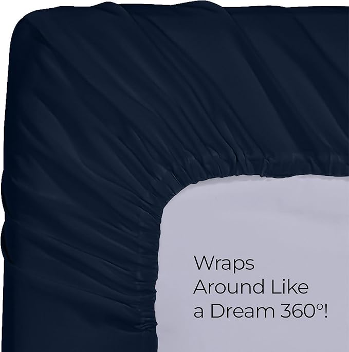 Utopia Bedding King Fitted Sheet - Bottom Sheet - Deep Pocket - Soft Microfiber - Shrinkage and Fade Resistant - Easy Care -1 Fitted Sheet Only (Navy)