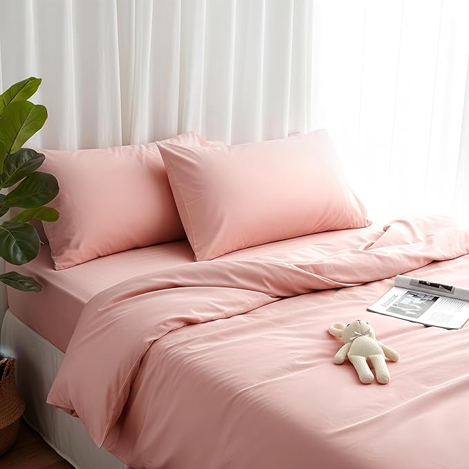 Brushed Microfiber Pillow Cases Standard Size Pillow Case-Envelope Closure Pillowcases Standard Set of 2,Cooling & Moisture Wicking,Wrinkle Resistant Bed Pillowcases 20" X 26"(Standard,Peach Pink)