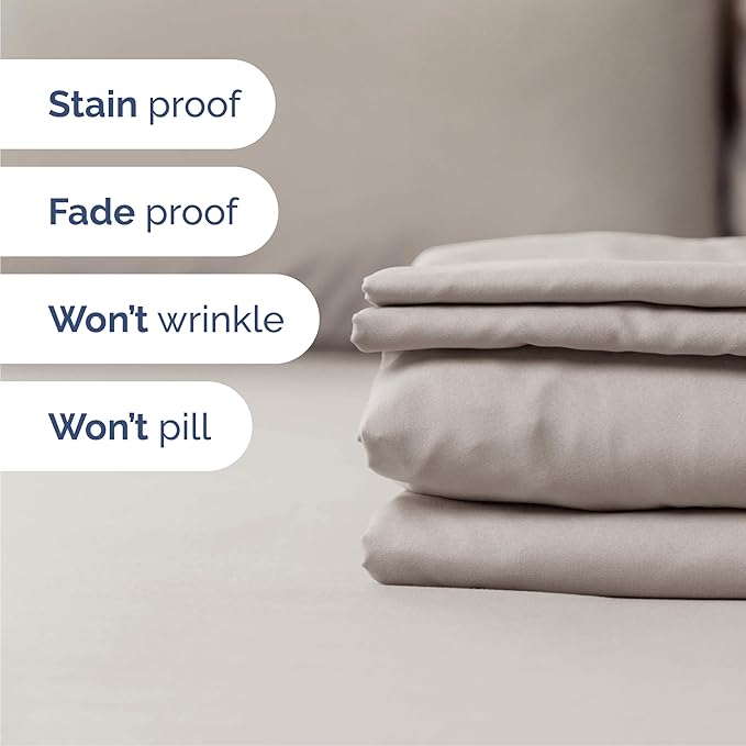 Queen 6 Piece Sheet Set - Comfy Breathable & Cooling - Hotel Luxury Bedding for Women, Men, Kids, Teens & Children - 1 Flat & 1 Fitted Sheet & 4 Pillowcases w/ Deep Pockets - Wrinkle Free - Light Grey