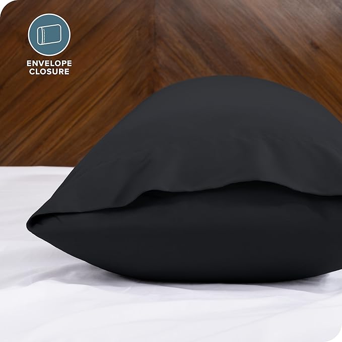 Bare Home Microfiber Body Pillow Cover - Ultra Soft & Cooling - Double Brushed - Envelope Closure - Easy Care (20''x54'' Body Pillow Cover, Black)