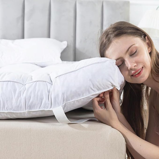 WhatsBedding 5 Inch Feather Bed Mattress Topper,Duck Feather Memory Foam Mattress Topper, Thickened Topper Layer, Full, 54x75 inches