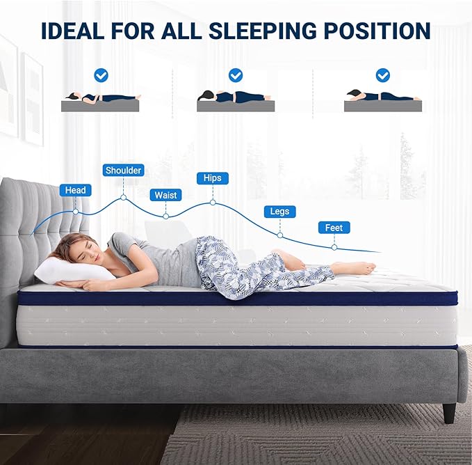 Avenco King Size Mattress, 10 Inch King Mattresses in a Box with Comfort Foam, Individually Wrapped Pocket Innerspring for Motion Isolation & Pain Relief, CertiPUR-US Certified Bed Mattress in a Box