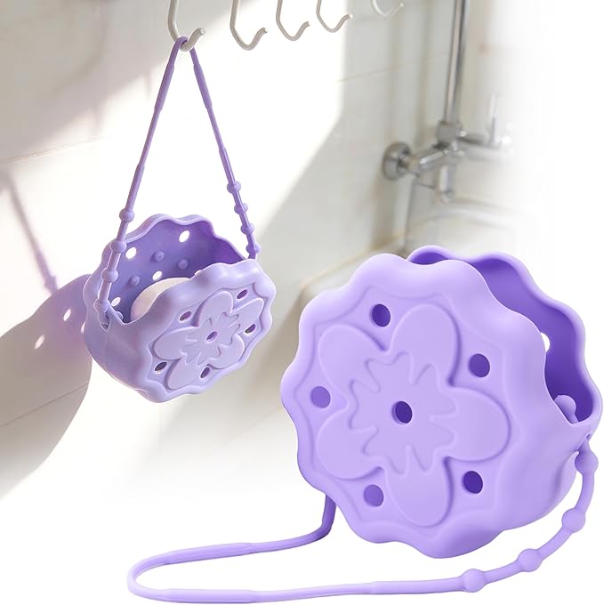 Purple Shower Steamer Tray, Silicone Soap Dish Holder, Hangable and Reusable Shower Steamer Holder/Hanger, Bath Bombs Holder, Shower Accessory, Aromatherapy Diffuser Containers, Gift for Her