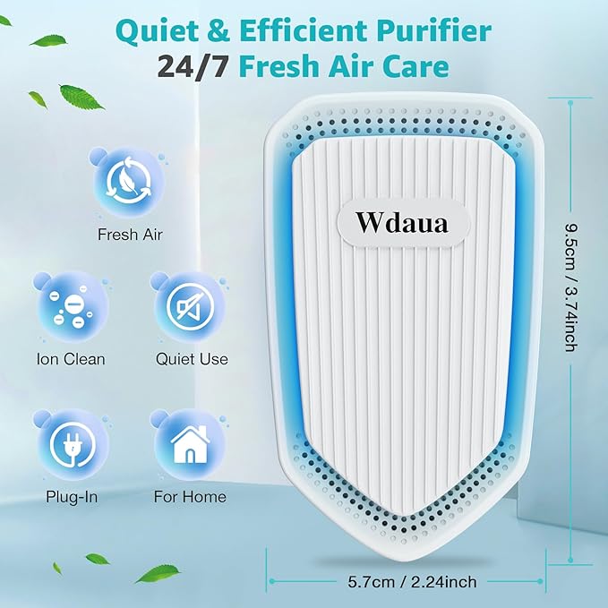 Air Ionizers Plug In Air Purifier 4 Pack Negative Ion Air Purifiers Ionizer for Home, Bedroom, Office, Basement Kitchen Air Freshener Odor Reducer Pets Smoke Smell (4, White)
