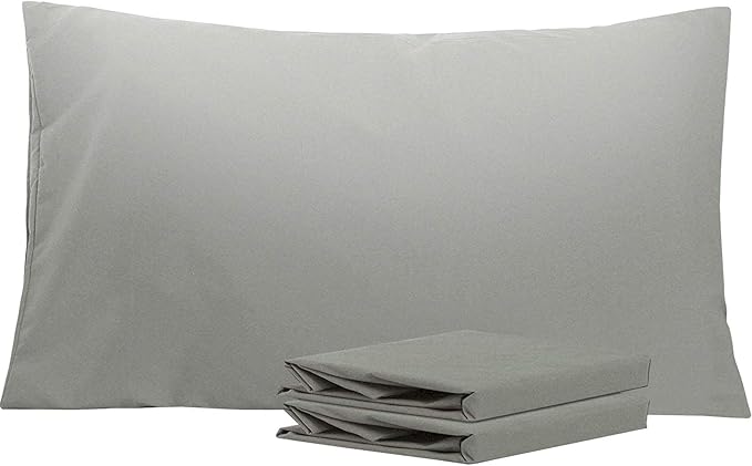 NTBAY King Pillowcase Set - 2 Pack Brushed Microfiber 20x36 Pillowcases - Soft, Wrinkle-Free, Fade-Resistant, Stain-Resistant, Smoke Grey Pillowcases with Envelope Closure - 20x36 Inches, Smoke Grey