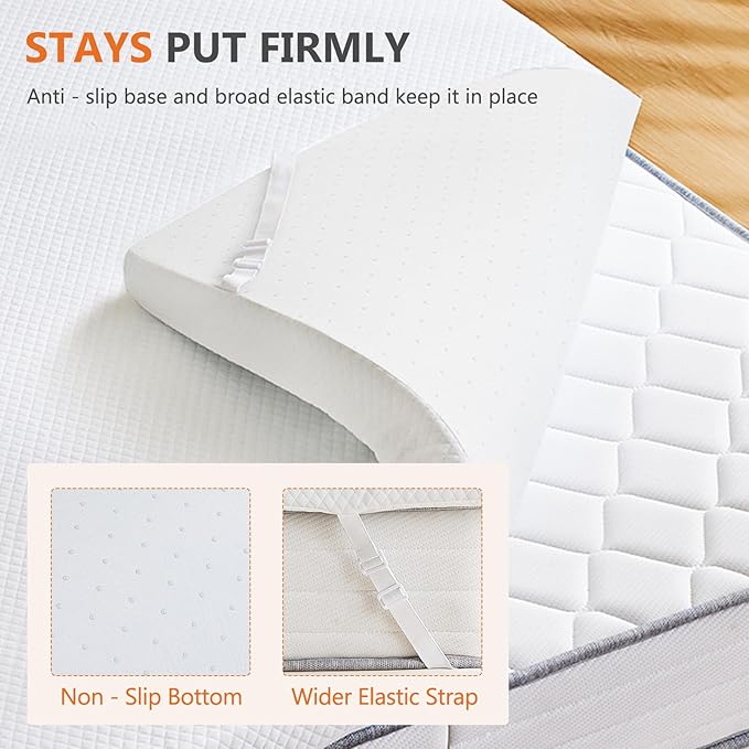Sweetcrispy Mattress Topper Full with Removable Soft Cover, Memory Foam 3 Inch Thick Gel Infused Cooling Toppers Pad for Full Size Bed, Sleeper Sofa, RV, Camper, CertiPUR US Certified