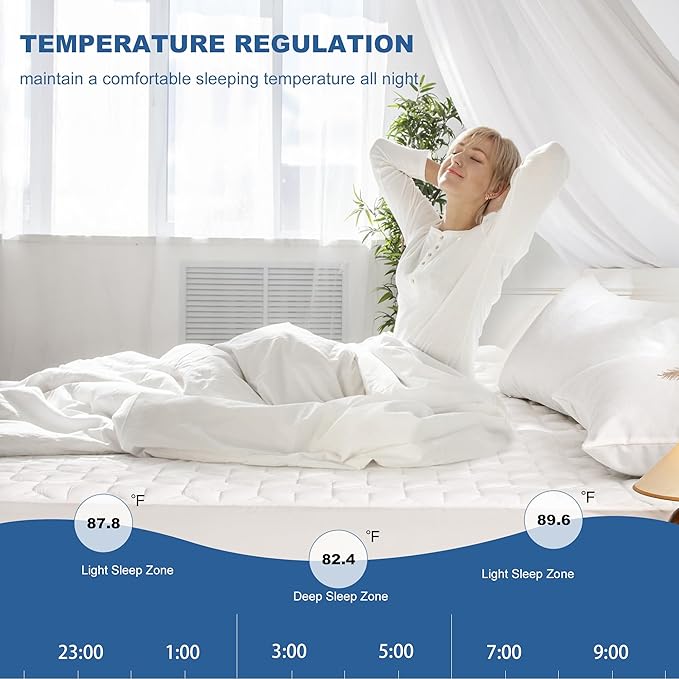 GRT Waterproof Mattress Protector Queen, Rayon Bamboo Mattress Protector Cooling Breathable, 3D Air Fabric Soft Mattress Cover with 6-26 inches Deep Pocket, Mattress Pad Machine Washable