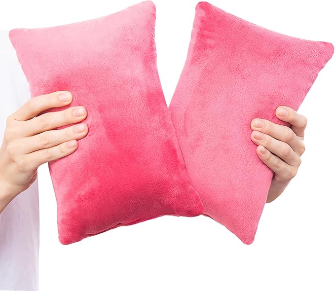 1 MIDDLE ONE 2 Pack Small Pillow, Memory Foam Mini Pillow 11 X 7 Inches for Travel, Sleeping, Nap and Neck, Knee, Lumbar Support, Tiny Cushion for Pet, Dogs (Red)
