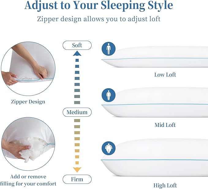 YZ HOME Memory Foam Body Pillow Insert - Full Body Pillow for Adults - Soft Large Long Bed Pillow for Side Sleeper (White, 20 Inchx54 Inch)