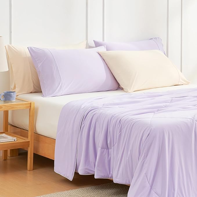 Cozy Bliss Cooling Pillow Cases for Hot Sleepers, Q-Max>0.45, King Size Set of 2, Soft & Silky Pillow Covers with Envelope Closure,Gift, Purple, 20x36 Inches