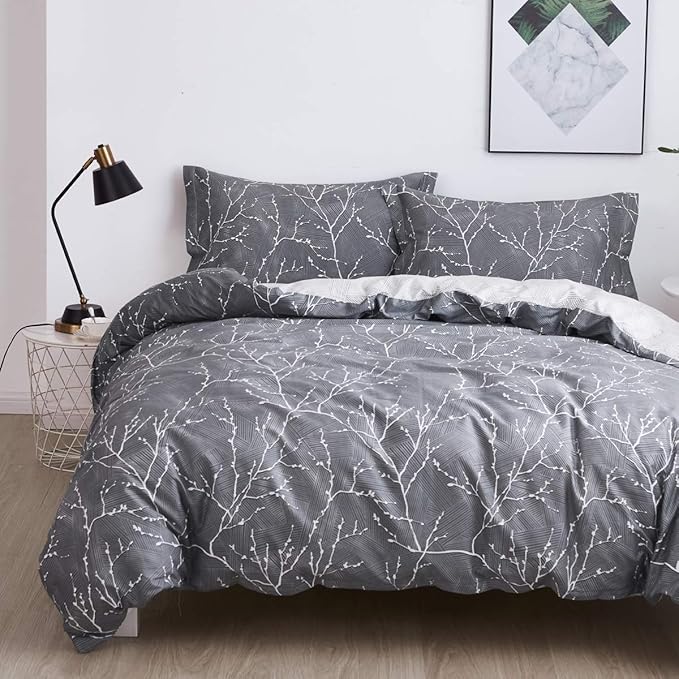 OAITE Duvet Cover Set,100% Cotton Comforter Cover with Floral Pattern Duvet Cover Set,Soft Bedding Set Includes with 3 Piece (2 Pillow Shams,1 Duvet Cover)