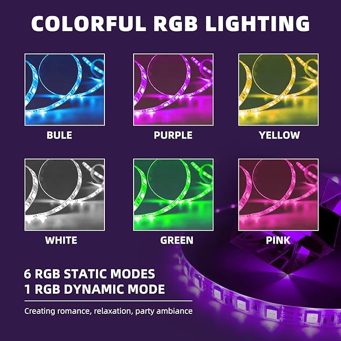 FENCHILIN 32 x 23 Inch RGB LED Vanity Mirror with Light and RGB Backlit Hollywood Lighted Makeup Mirror, Smart Touch Control Light Mirror with Memory Function