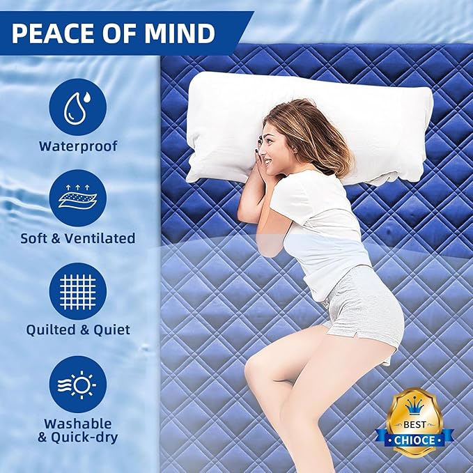 MEELUS Waterproof Queen Mattress Protector, Breathable Queen Size Mattress Pad Cover Fitted Deep Pocket 8"-21", Soft Noiseless Mattress Cover Washable Padded for Home Bedroom