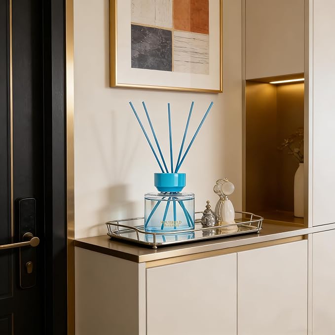 Reed Diffuser Set - 3.38 fl oz (100ml) Vanilla Oil Diffusers | 5 Premium Reed Sticks | Home Fragrance Oil for Bathroom, Bedroom & Living Room | Aromatherapy Diffuser | Shelf Decor