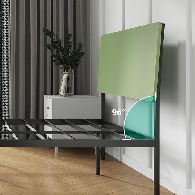 Novilla Full Size Bed Frame with Modern Wooden Headboard, Easy Assembly & Noise-Free, Under-Bed Storage, Sturdy Metal Platform for Bedroom & Guest Room, No Box Spring Needed