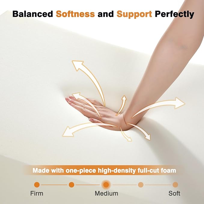 Vekkia 34" Extra-Long Wedge Pillow, Back & Arm Support, Bed Wedge Pillow for Sleeping After Surgery, Acid Reflux, Snoring Relief, Removable Washable Cover & Double Side Pockets, 7.5" Height