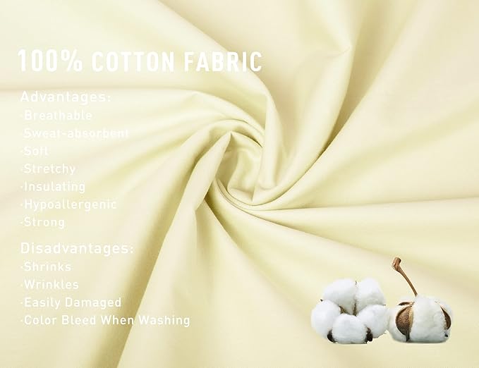 Sunflower Body Pillowcase 100% Cotton Long Pillow Cover/Case Envelope Closure 1 Pack, 20×54 inches Cream, Soft and Breathable