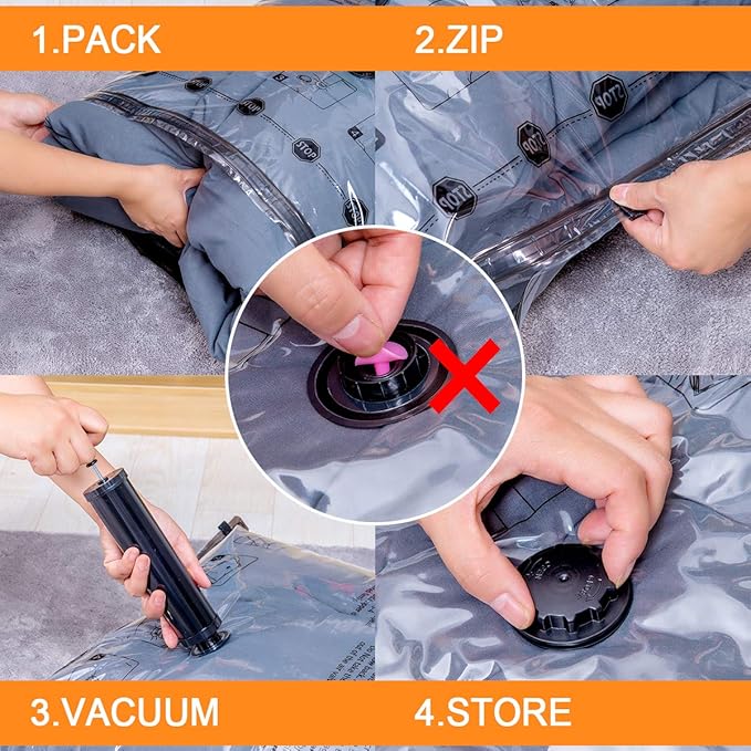 GONGSHI Vacuum Storage Bags, Space Saver Seal Bags For Clothing, Travel Luggage,Blankets, Comforters, Pillows, Clothes Storage.5 Large 5 Medium