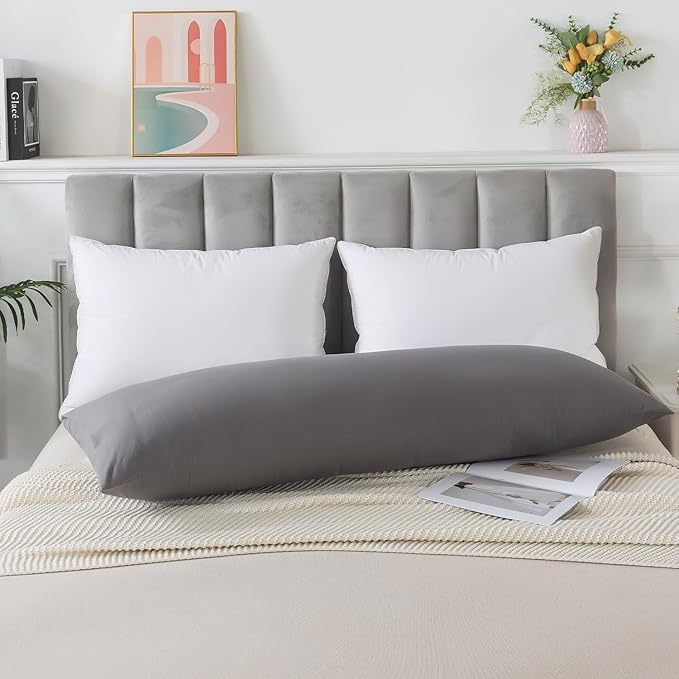 Memory Foam Body Pillow Insert, Soft Large Long Bed Pillow for Adults, Breathable Full Body Pillow, Grey