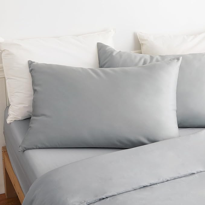 100% Cotton Classic Pillow Protectors with Invisible Zipper, 600 Thread Count Sateen Weave Soft and Breathable Pillow Cases, Protect Pillows from Dirt, Dust and Debris (King, 20"x36", Set of 4)