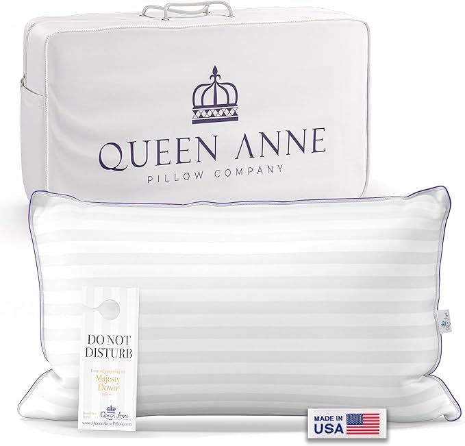 Queen Anne Hotel Pillows King Size Bed Pillow for Sleeping – Adjustable Luxury Down Alternative for Side & Back Sleepers, Medium Support, Cooling, Hypoallergenic, Made in USA