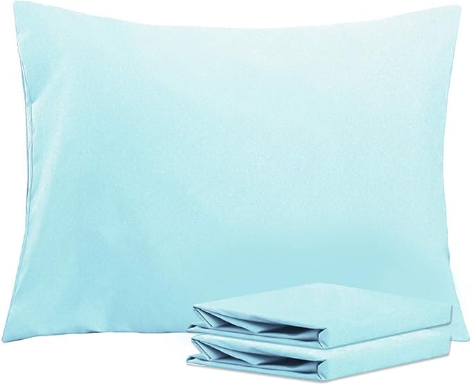 NTBAY Standard Pillowcase Set - 2 Pack Brushed Microfiber 20x26 Pillowcases - Soft, Wrinkle-Free, Fade-Resistant, Stain-Resistant, Aqua Pillowcases with Envelope Closure - 20x26 Inches, Aqua