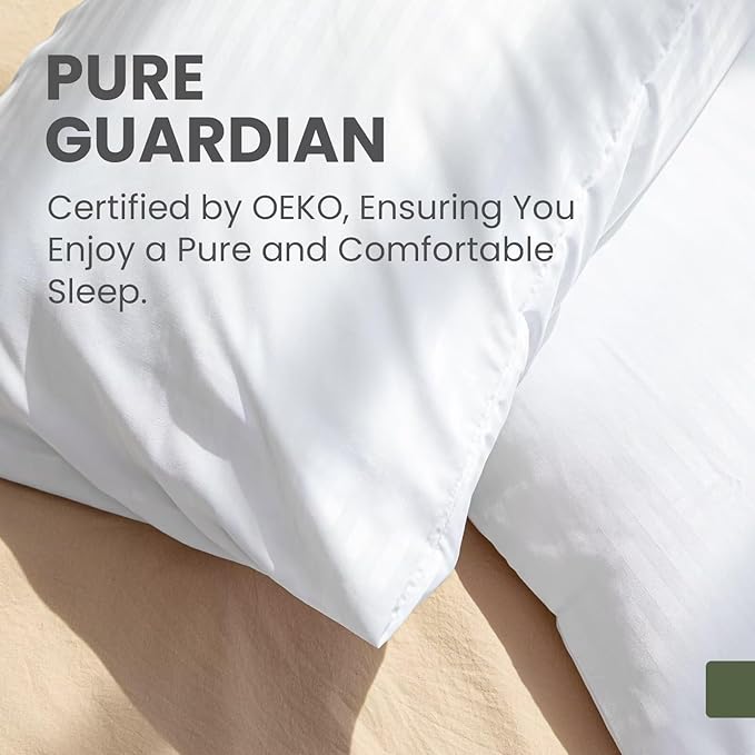 Pillow Covers Bed Pillow Protectors with Zipper, Pillow Cases, Luxury Hotel Quality, Breathable, Soft, Machine Washable, Queen Size, 20 x 30, 2 Pack
